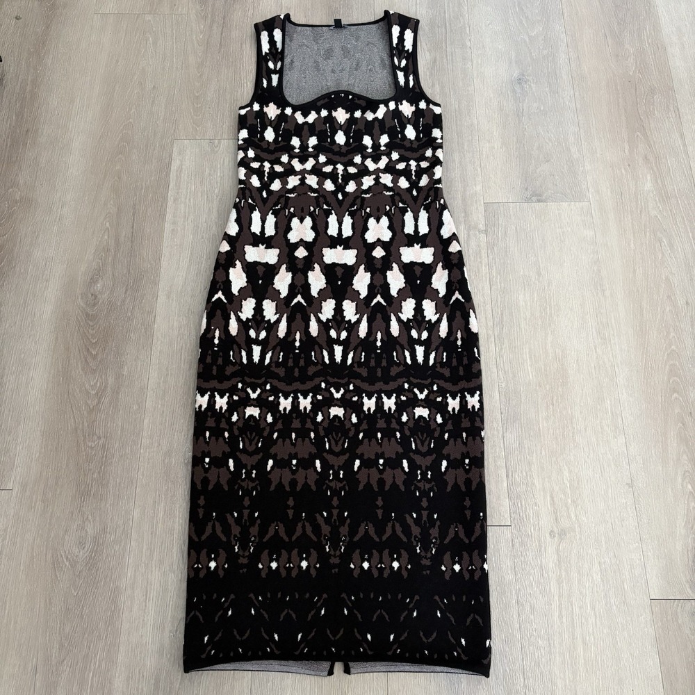 Express Womens Sweater Dress Body Contour Small Brown Black Cream Pink Stretchy - Picture 7 of 15